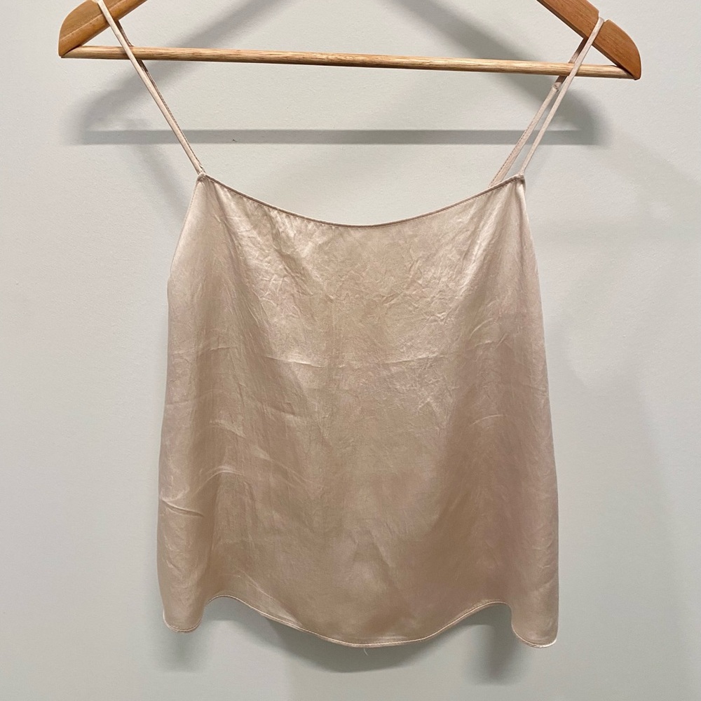 Babaton Gold Camisole Top with Spaghetti Straps